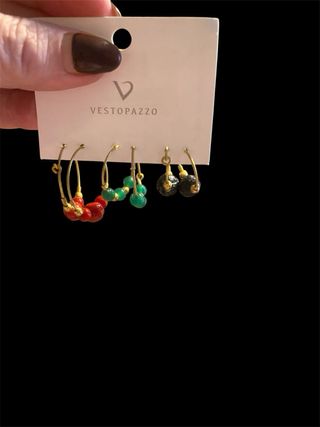 Set orecchini Vestopazzo perle rosse e verdi