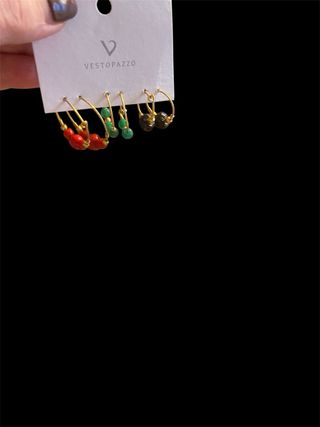 Set orecchini Vestopazzo perle rosse e verdi