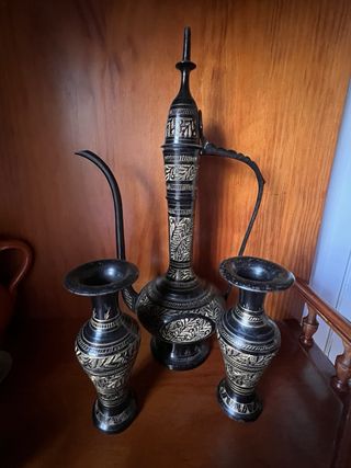 Conjunto Decorativo Metal Grabado Árabe