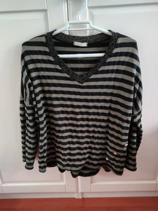 Jersey rayas cuello pico, Talla única