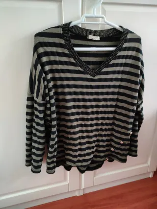 Jersey rayas cuello pico, Talla única