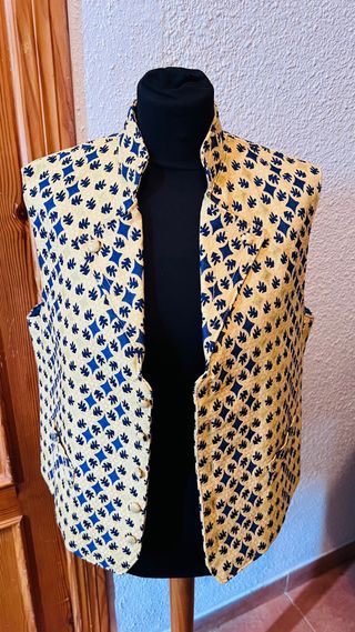 Chaleco Fallero Estampado Azul y Amarillo