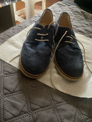 Zapatos de ante azul de comunion