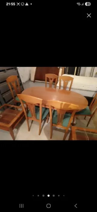 Mesa de comedor ovalada y 6 sillas