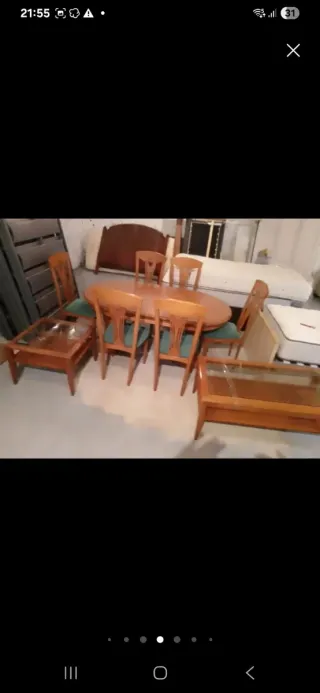 Mesa de comedor ovalada y 6 sillas