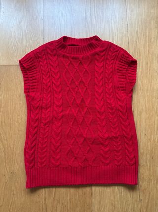 Jersey Lana sin Mangas Rojo