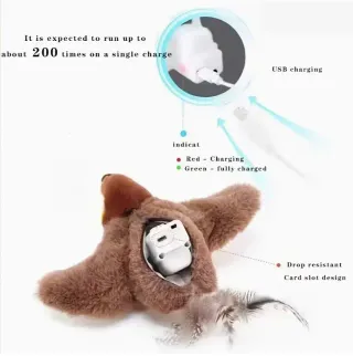 Pájaro peluche eléctrico para mascotas