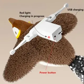 Pájaro peluche eléctrico para mascotas