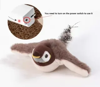 Pájaro peluche eléctrico para mascotas