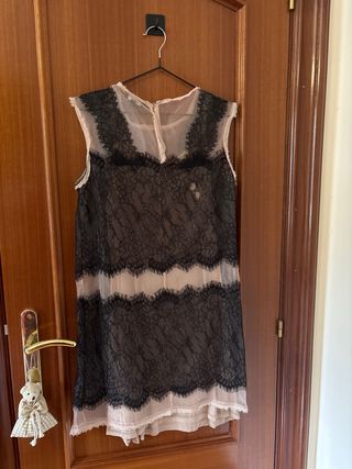 Vestido Elogy encaje negro y beige Talla S