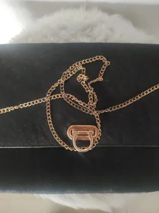 Bolso cartera ante y pelo negro