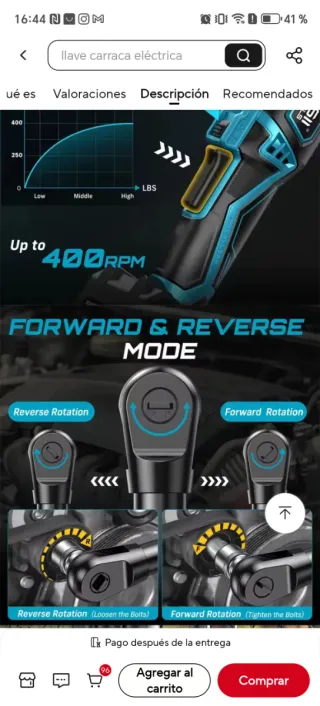 Llave de carraca 21V Brushless Motor