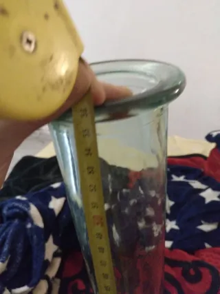 Búcaro de cristal verde azulado 56cm