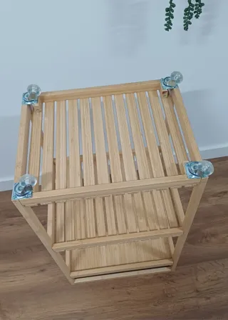 Carrito auxiliar bambú con ruedas