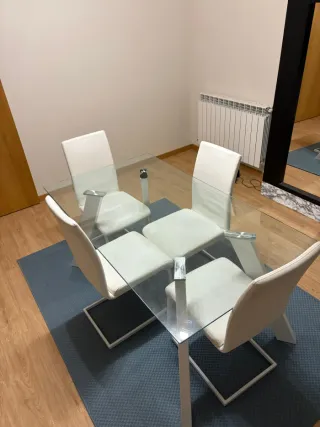 Mesa Comedor Cristal y Metal