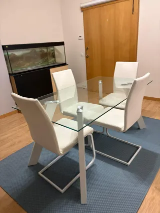 Mesa Comedor Cristal y Metal