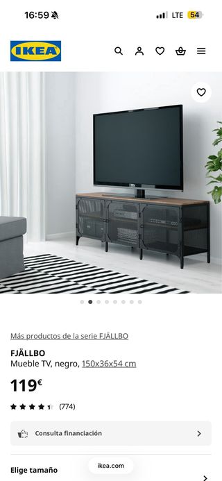 Mueble TV IKEA FJÄLLBO Negro/Madera