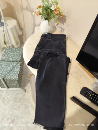 Jeans Lee Donna W32/46 Strappati Neri