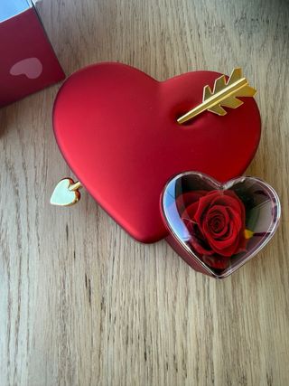 Joyero Corazón Flor Eterna + Pendientes