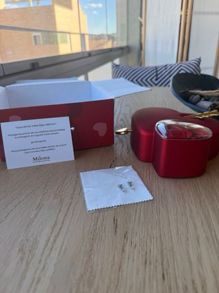 Joyero Corazón Flor Eterna + Pendientes