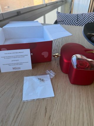 Joyero Corazón Flor Eterna + Pendientes