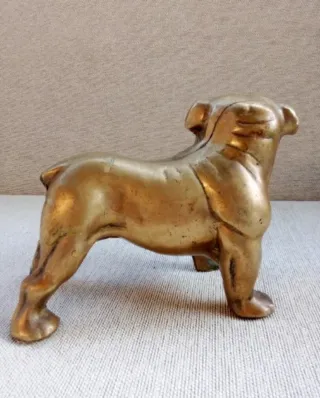 Figura Bulldog Latón Macizo antigua