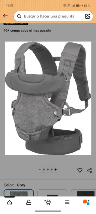 Mochila Porta Bebé Gris