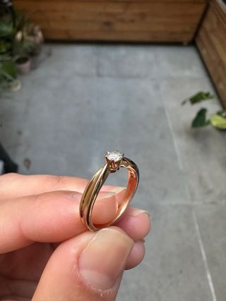 Anillo Oro Rosa 18K Verse Diamante