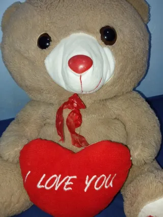 Oso de peluche marrón con corazón