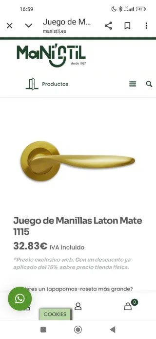Manillas Jandel Doradas mate