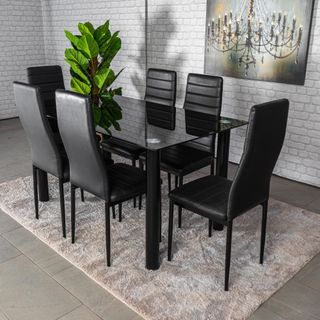 Conjunto de mesa con 6 sillas negro