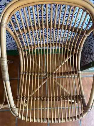 Conjunto terraza mesa y sillas ratán