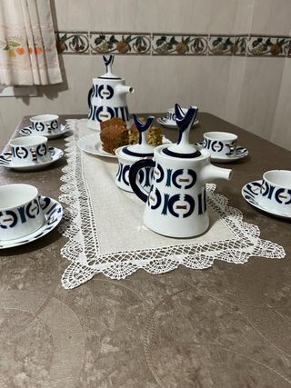 Juego de café Sargadelos azul y blanco