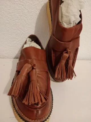 Mocasines de piel marrón mujer talla 40