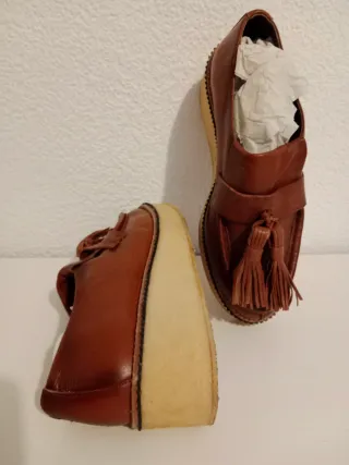 Mocasines de piel marrón mujer talla 40