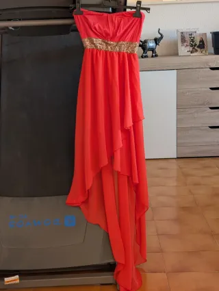Vestido Coral con Dorado
