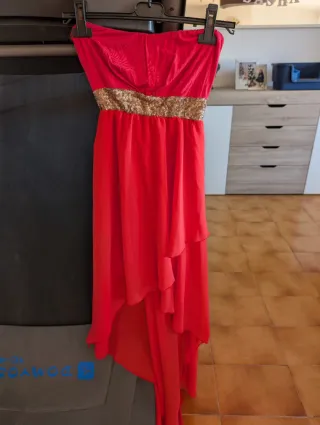 Vestido Coral con Dorado