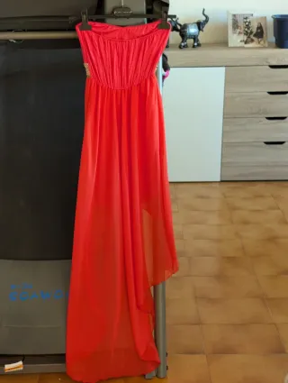 Vestido Coral con Dorado