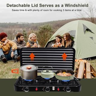 Cocina Gas Portátil 3 Fuegos Eencendido Piezoeléct