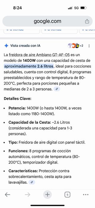 Freidora de aire negra