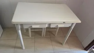 Mesa de cocina extensible blanca