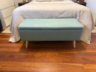 Banco baúl 2 plazas lino verde