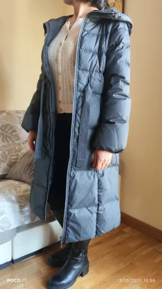 Abrigo plumón gris largo