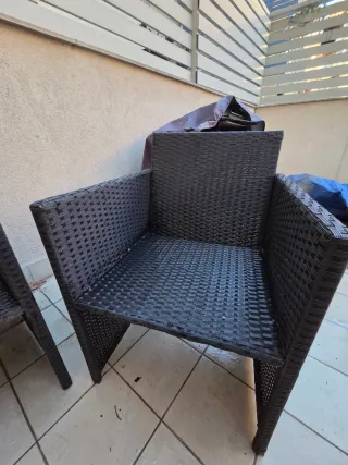 Mesa y sillas de jardín ratán negro