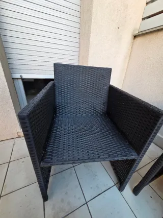 Mesa y sillas de jardín ratán negro