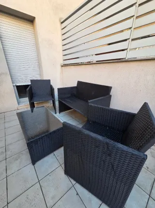 Mesa y sillas de jardín ratán negro