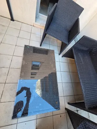 Mesa y sillas de jardín ratán negro