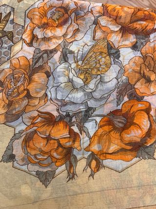 Pañuelo Hermes 140cm Seda Estampado Floral