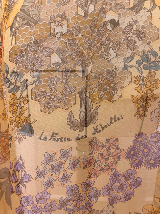 Pañuelo Hermes 140cm Seda Estampado Floral