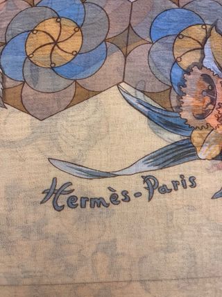 Pañuelo Hermes 140cm Seda Estampado Floral